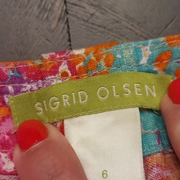 SIGRID OLSEN Linen Cargo Style Floral Wide Legged Pants - Picture 10 of 12